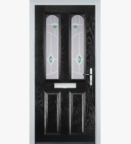 2 Panel 2 Arch with Murano Green Glass
